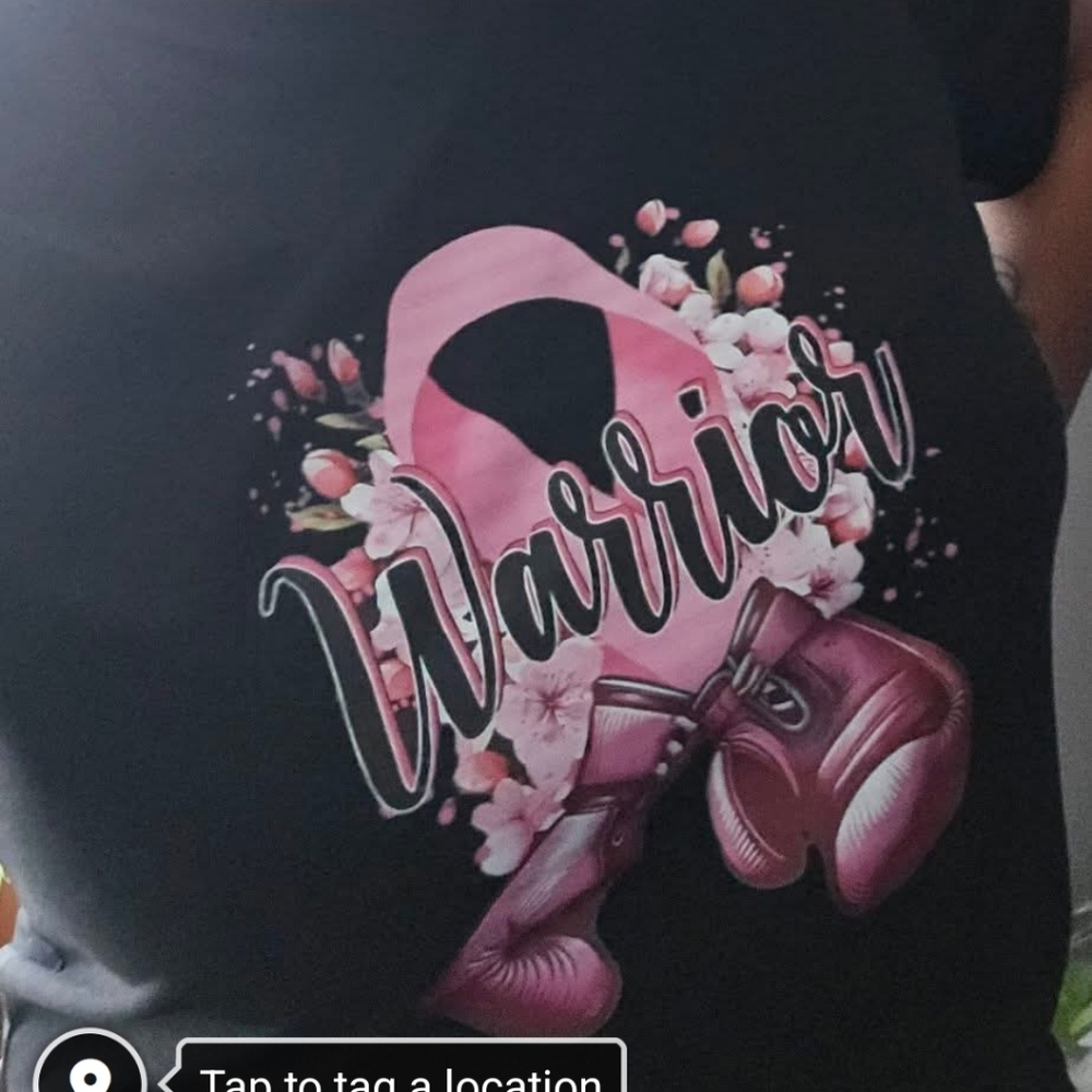 Warrior Graphic Tee with Pink Ribbon and Gloves
